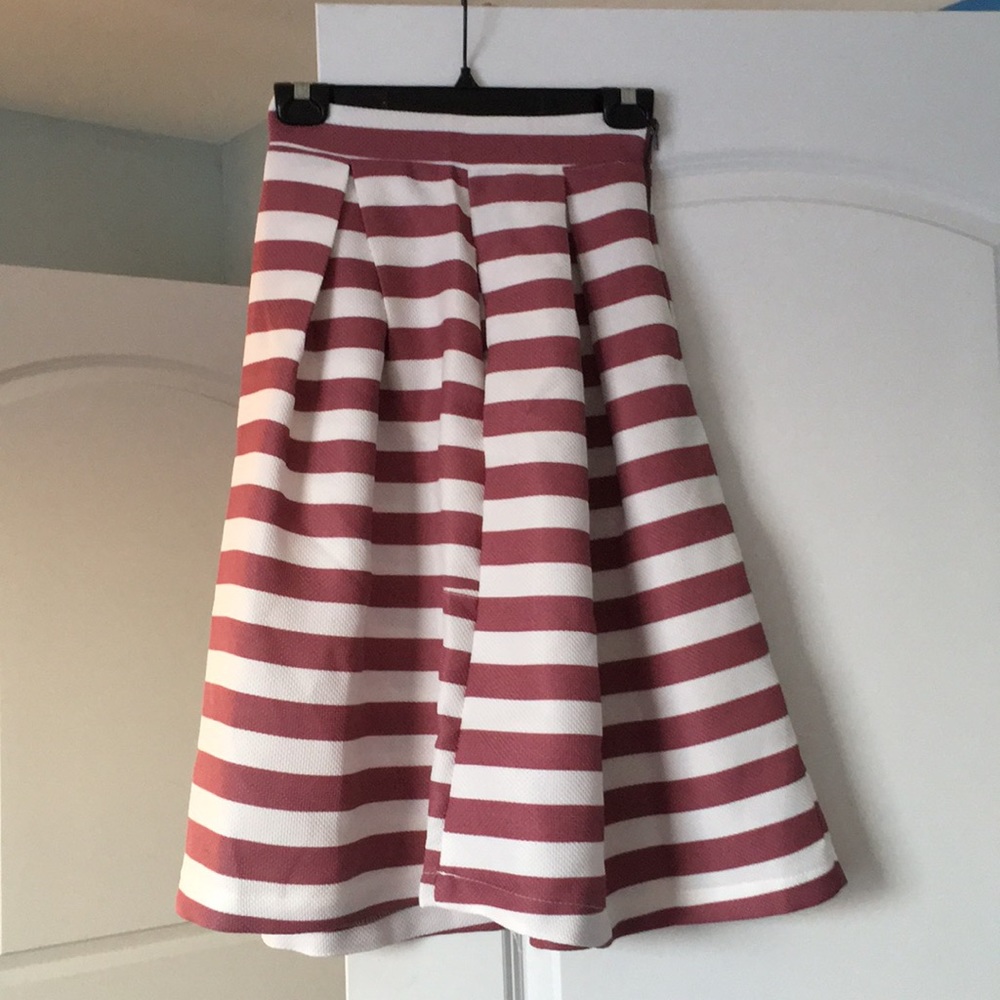 Pink and white striped aline skirt